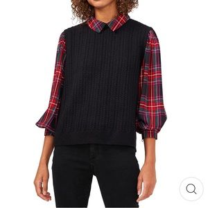 NWT Riley & Rae Cable Knit 2-For-1 Pullover Sweater